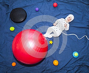 Baby boy Astronaut in outer space