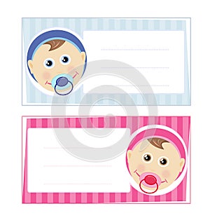 Baby boy and baby girl card design