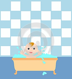 Baby boy in a bath tub