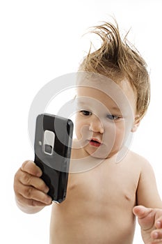 Baby boy with cell phone