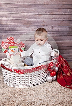 Baby boy Christmas portrait