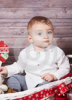 Baby boy Christmas portrait