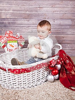 Baby boy Christmas portrait