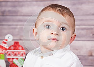 Baby boy Christmas portrait