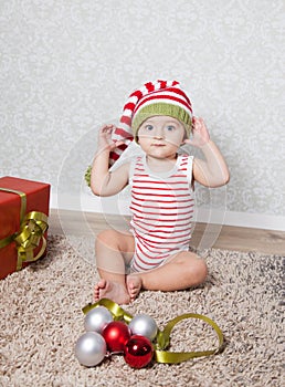 Baby boy Christmas portrait