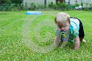 Baby boy crawling