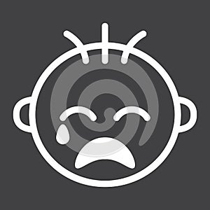 Baby boy cry line icon, child and infant