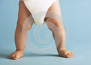 Baby Boy In Diaper Standing