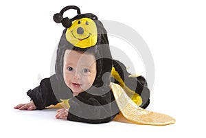 Baby boy dressed up like bee