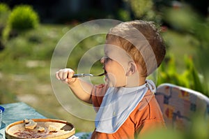 Baby boy eating