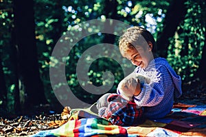 Baby boy embrace with teddy. Child concept. Embraces copncept. Every childhood matters. Carefree childhood and embrace.