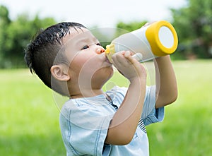 Baby boy feeling so hot and drink with water