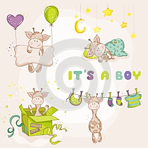 Baby Boy Giraffe Set - Baby Shower Card