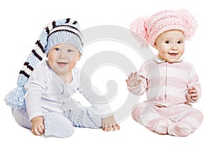 Baby Boy Girl Portrait, Little Kids Woolen Hat, Children Crawlers Creepers