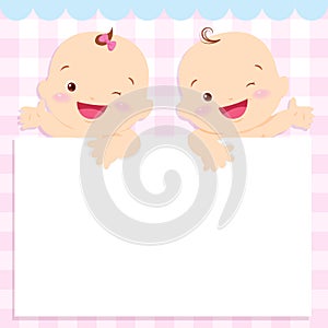 Baby boy and girl space frame