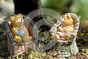 Baby boy and girl teddy bears