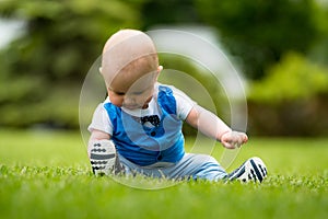 Baby boy on the grass