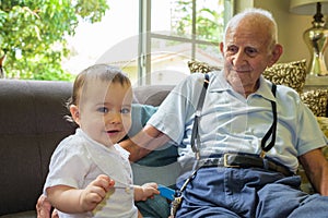 Baby boy with great grandfather