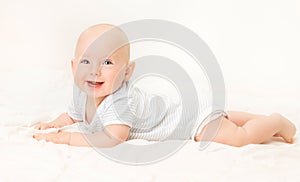 Baby Boy, Happy Newborn Kid Portrait, Cute Smiling Infant Child