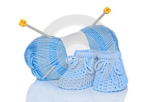 Baby boy knitted booties