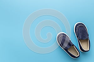 Baby boy newborn blue booties - babyshower party background photo