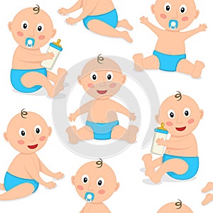 Baby Boy Newborn Seamless Pattern