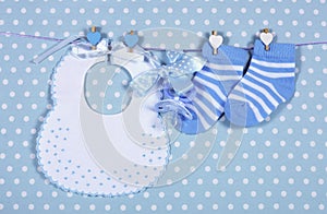 Baby boy nursery blue socks and bib