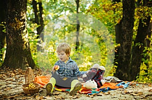 Baby boy playing with teddy. Child concept. Small boy enjoy childhood years. Every childhood matters. Carefree childhood