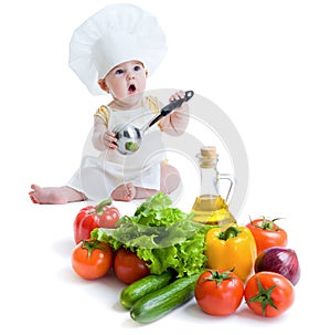 Un nino chico preparación saludable comida 