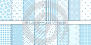 Baby boy seamless pattern. Geometric blue backgrounds. Vector illustration