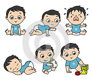 Baby boy set in different poses