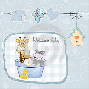 Baby boy shower card with toys