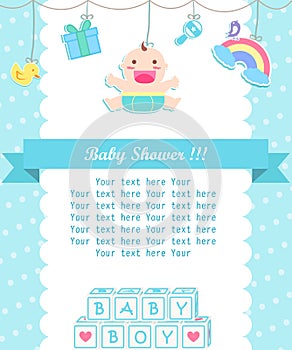 Baby boy shower care with place for your text