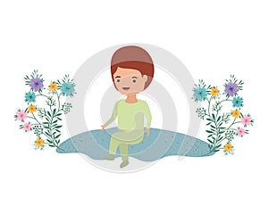 Baby boy sitting on the grass avatar character