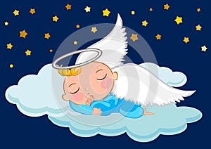 Baby boy sleeping in the moon
