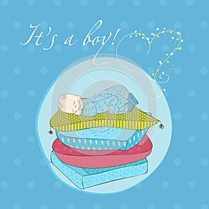 Baby Boy Sleeping on Pillows Card