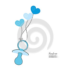 Baby boy soother and hearts greeting card