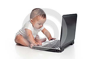 Baby Boy Typing on a Laptop Computer
