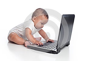 Baby Boy Typing on a Laptop Computer