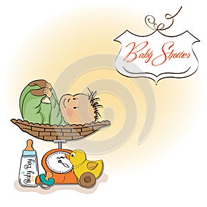 Baby boy weighed on the scale