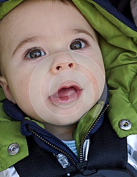 Baby boy in winter jacket