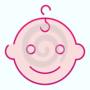 Baby boys face flat icon. Happy child portrait vector illustration isolated on white. Smiling baby boy gradient style