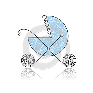 Baby buggy blue for your design