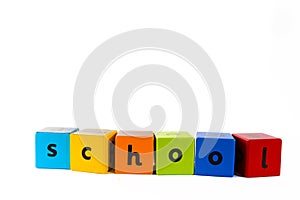 Baby building blocks spelling 'School'