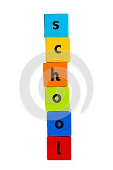 Baby building blocks spelling 'School'