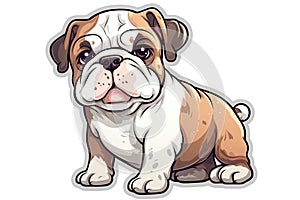 Baby Bulldog Dog Sticker On Isolated Tansparent Background, Png, Logo. Generative AI
