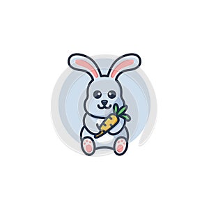Baby bunny with carrot logo cartoon logo design