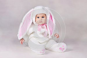 Baby in bunny costume