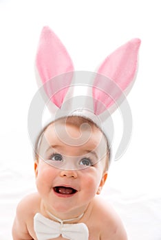 Baby with bunny ears