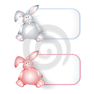 Baby Bunny Pink and Blue Tags or Labels